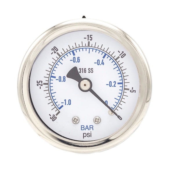 Pic Gauges 2 in Dial, 1/8 in NPT Male Center Back Location, Stainless Steel Case Material PRO-302D-208A-01 - main